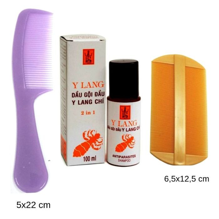 ( Che tên) Combo Dầu Gội Chí (Chấy) Y Lang + Lược Dày Chải Chí (Chấy) + Lược Thưa Chải Tóc - Màu Ngẫu Nhiên