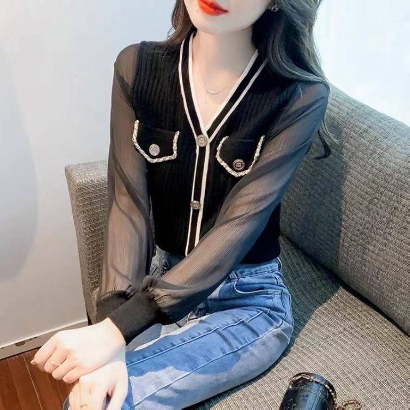 Áo Sơ Mi Chiffon Tay Dài Cổ Chữ v Thời Trang Mùa Thu Phong Cách Mới Cho Nữ