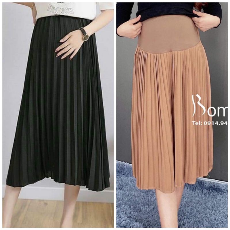 Chân Váy Xếp Ly Nhỏ Dáng Dài Quảng Châu