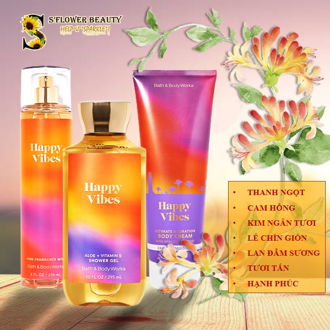 Body mist Bath And Body Works Happy Vibes 15ml/ 35ml xịt thơm toàn thân