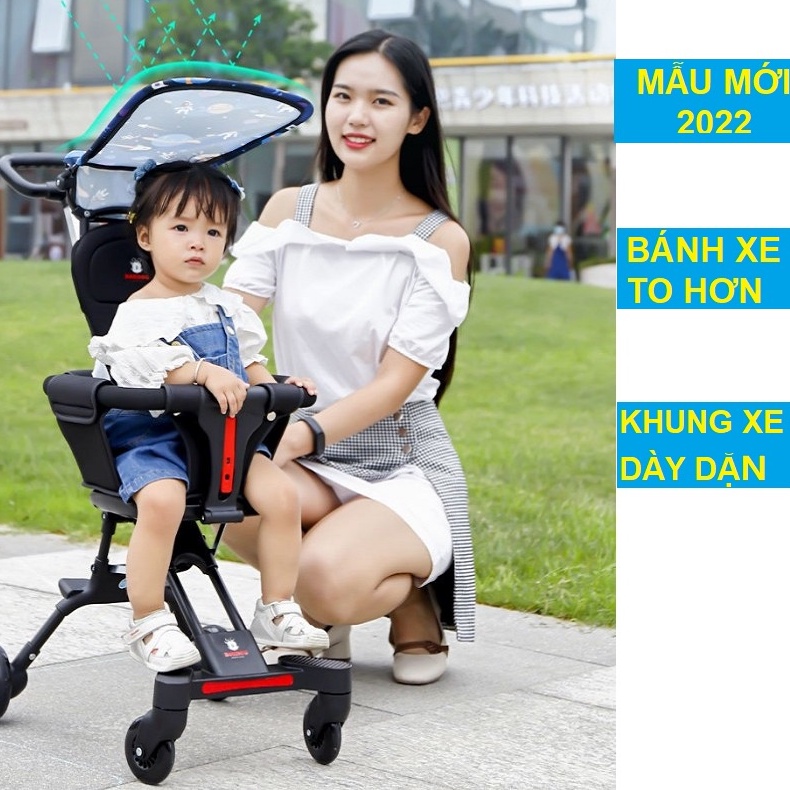 [MẪU2022 DÀY DẶN] Xe đẩy em bé gấp gọn 2 chiều đủ phụ kiện,tiện lợi cùng bé đi du lịch mua sắm,đi tàu xe máy bay