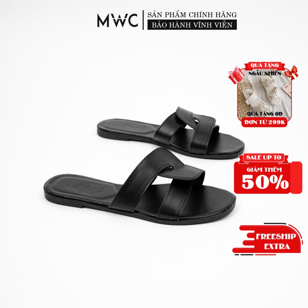 Dép Nữ MWC Đế Bệt Quai Ngang Xoắn Cách Điệu NUDE-3489