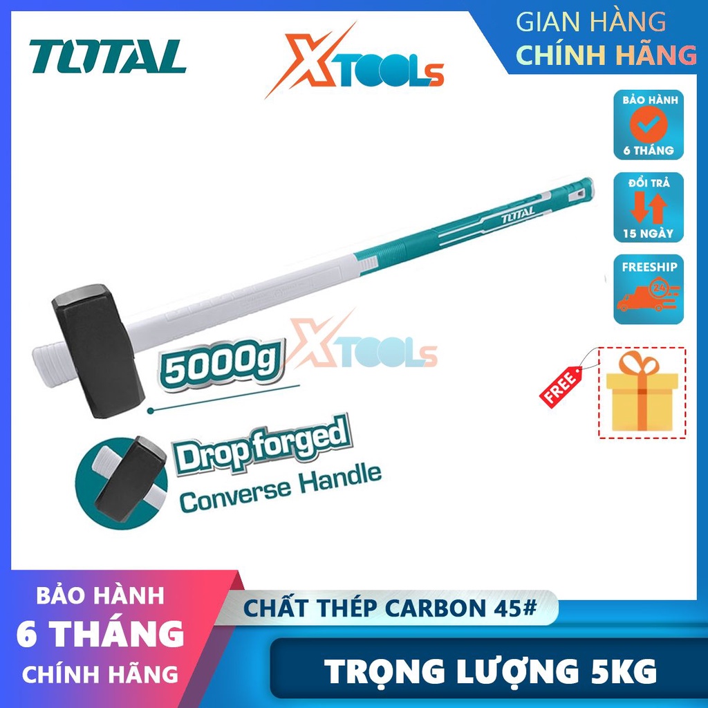 Búa tạ 5kg TOTAL THT72056D đầu búa thép carbon 45 được tôi luyện xử lý nhiệt, tay cầm sợi thủy tinh [CHÍNH HÃNG][XTOOLS]