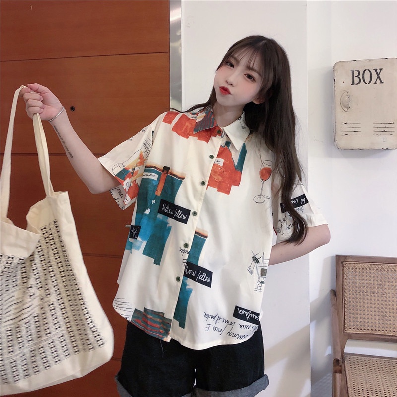 NRVP Áo Sơ Mi Dáng Rộng Thời Trang Hàn Quốc Cá Tính Cho Nữ