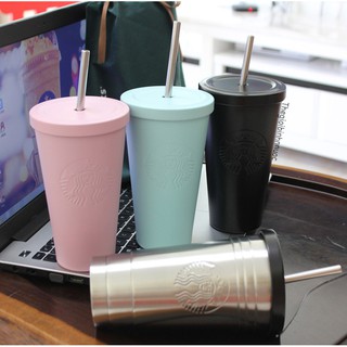 Ly Cold Cup Giữ Nhiệt Starbucks Xanh Dương Hồng Đen Kèm Ống Hút B287