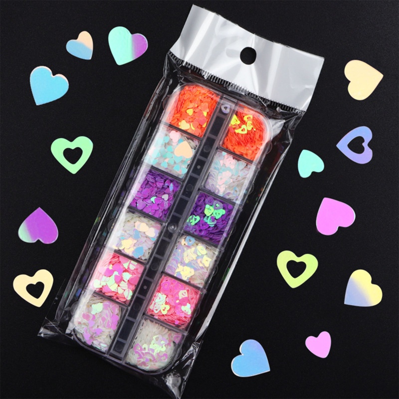Vảy Kim Tuyến Hình Trái Tim Lấp Lánh Trang Trí Móng Tay Cho Ngày Valentine