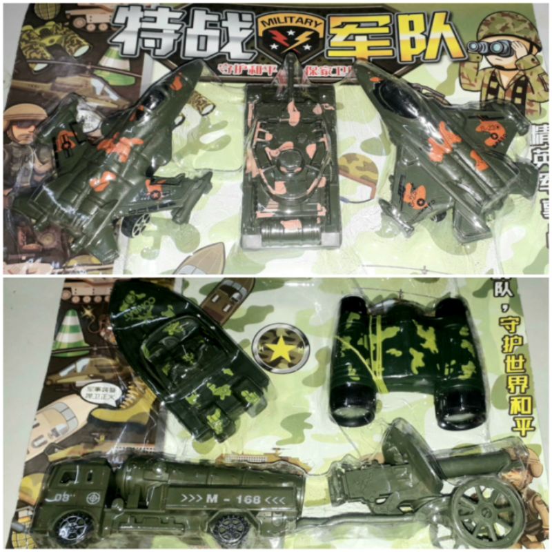 Sét 6 chiếc xe và máy bay công trình quân sự bằng nhựa 599_121