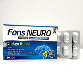 Viên uống tuần hoàn não👍 Ginkgo Biloba👍 tăng cường trí nhớ, ngừa tai biến Fons NEURO dạng vỉ 30 viên tiện dụng