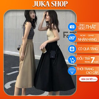 Chân váy kaki form dài hình thật vải bao đẹp-váy dài qua gối (63cm)
