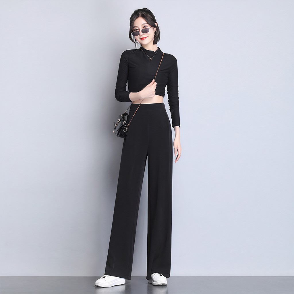 Quần ống rộng lưng cao 6cm vải mềm