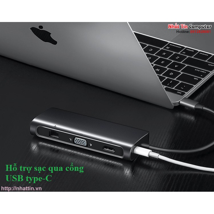 Thiết bị mở rộng USB type-C to HDMI/VGA/ Hub USB 3.0/ SD/TF/Lan Gigabit chính hãng Ugreen 40873 - Chính hãng - BH 18T 