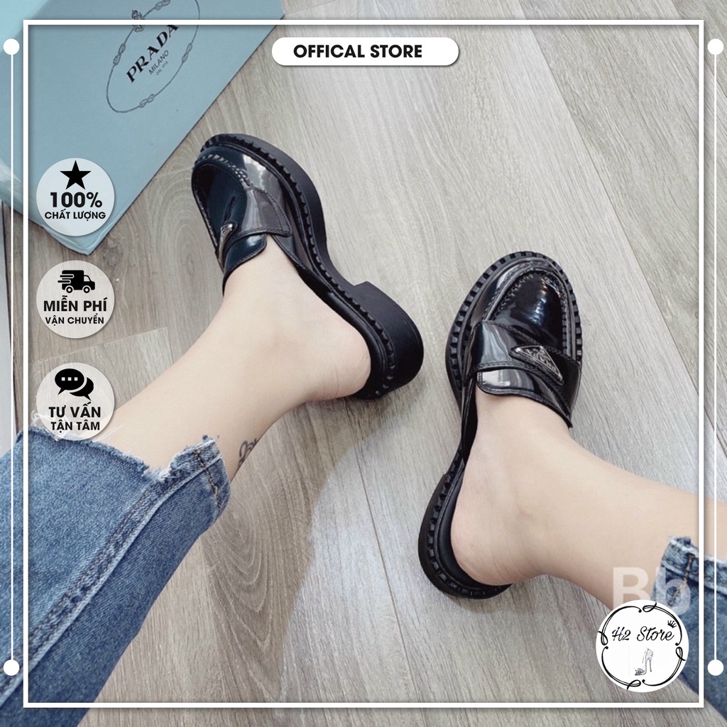 👠👟 Sục prada da bóng gót vuông fullbox ⚡