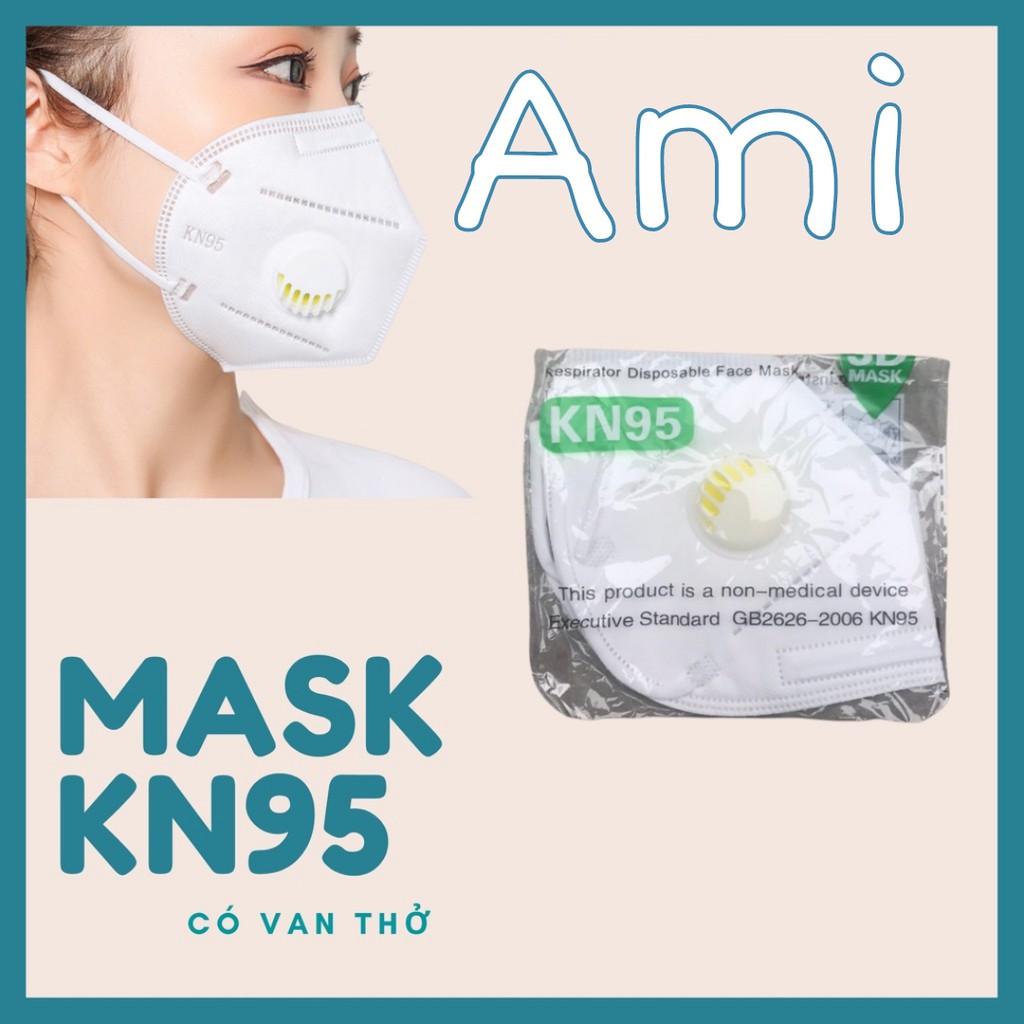 Khẩu trang N95 5 lóp kháng khuẩn chống bụi mịn hiệu quả  - amiofficial
