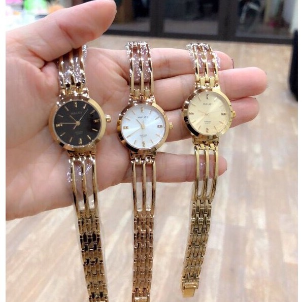Đồng Hồ Nữ HALEI V6 Mạ Vàng Đính Đá Sang Trọng Quý Phái - Dây Vàng Mặt Trắng | BigBuy360 - bigbuy360.vn