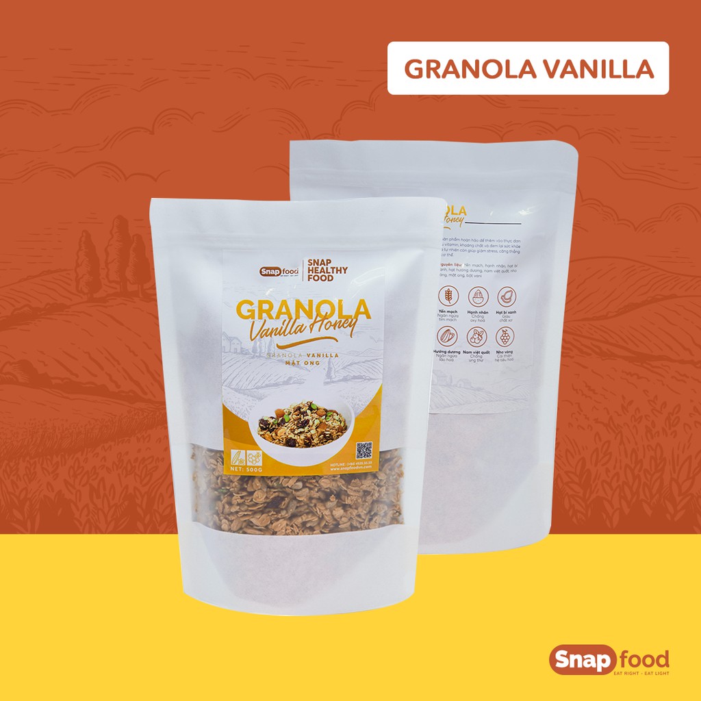 Granola không đường - Vị Vani Mật Ong 250/ 500gram - Ngũ cốc giam cân - Eat Clean