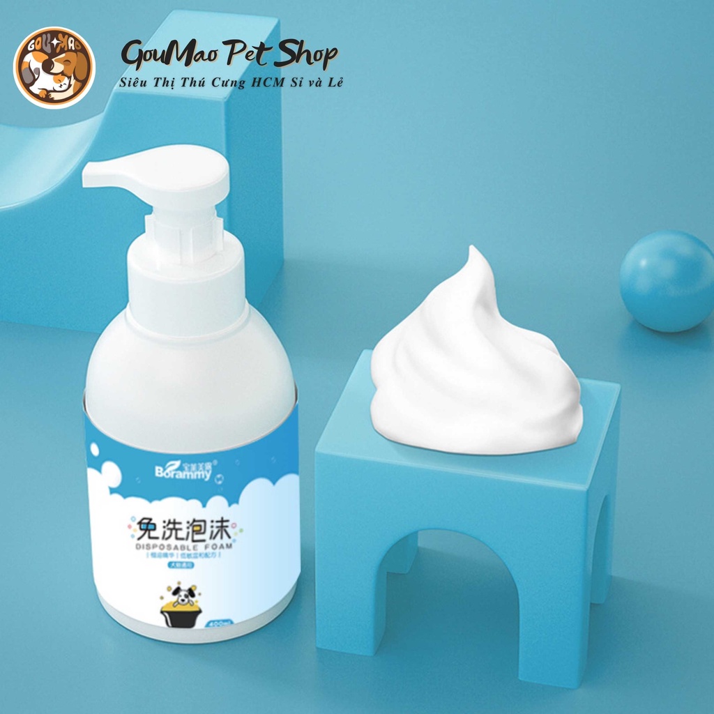 [Chính hãng] BỌT TẮM KHÔ BORAMMY 400ML TINH CHẤT DẦU DỪA LÀM SẠCH NHANH CHO CHÓ MÈO - GOUMAO PET
