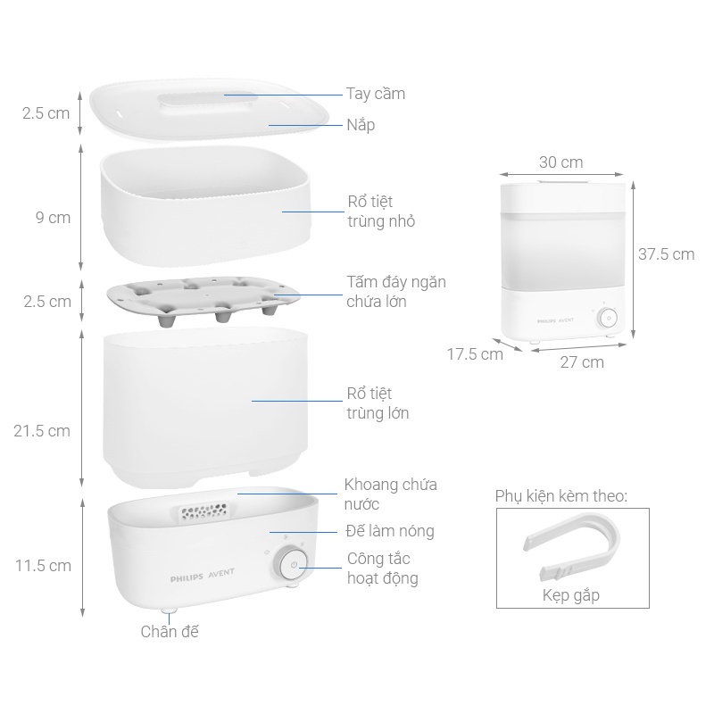 Máy tiệt trùng bình sữa Philips Avent SCF284/02 SCF291/00 SCF293/00 SCF922/03 [Cam kết hàng chính hãng]