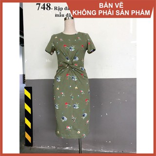 Rập đầm thun xoắn eo - Rập giấy A0 mã 748 (Bản vẽ)