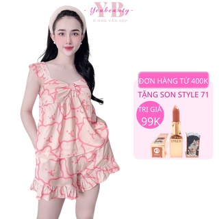 Đồ ngủ lụa 2 dây nữ sexy, bộ mặc nhà dễ thương hai dây cánh tiên – yenbeauty đồ mặc nhà cao cấp