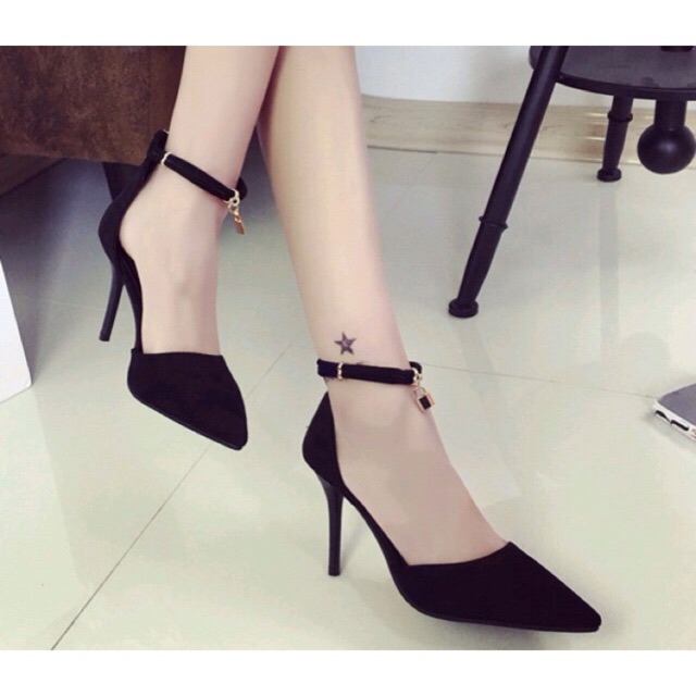 Thanh lý cao gót da lộn kéo khoá sau