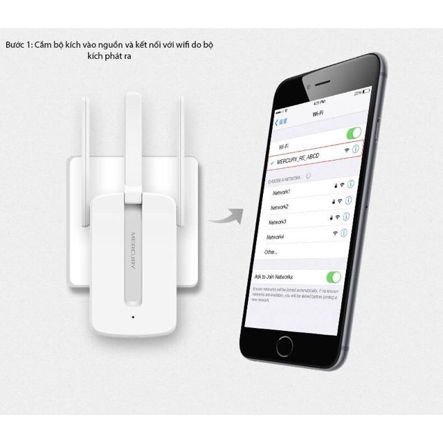 {Chính hãng} Bộ kích sóng wifi 3 râu Mercury, kích sóng wifi cực mạnh, độ bền siêu lâu