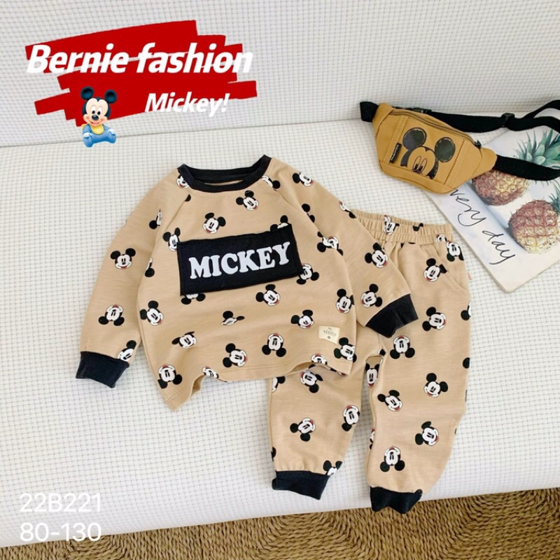 Bộ dài tay thu đông da cá mickey mouse cho bé trai bé gái chuẩn Bernie