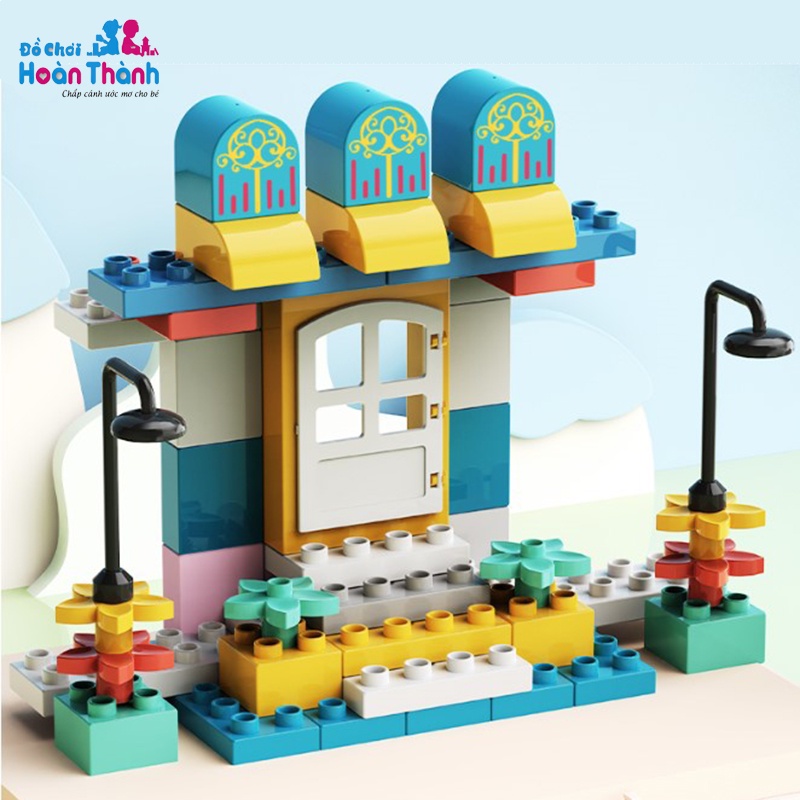 Bộ đồ chơi khối xây dựng, lắp ghép hình lâu đài trong mơ cho bé có kèm tấm đáy