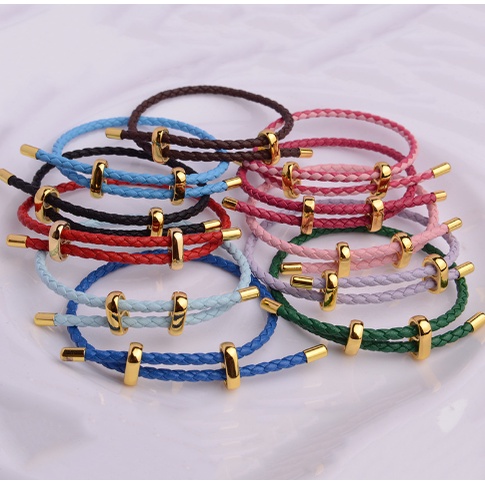 Vòng Đeo Tay Dây Da 3mm Chống Nước Chống Oxy Hóa Không Gây Kích Ứng Có Thể Điều Chỉnh