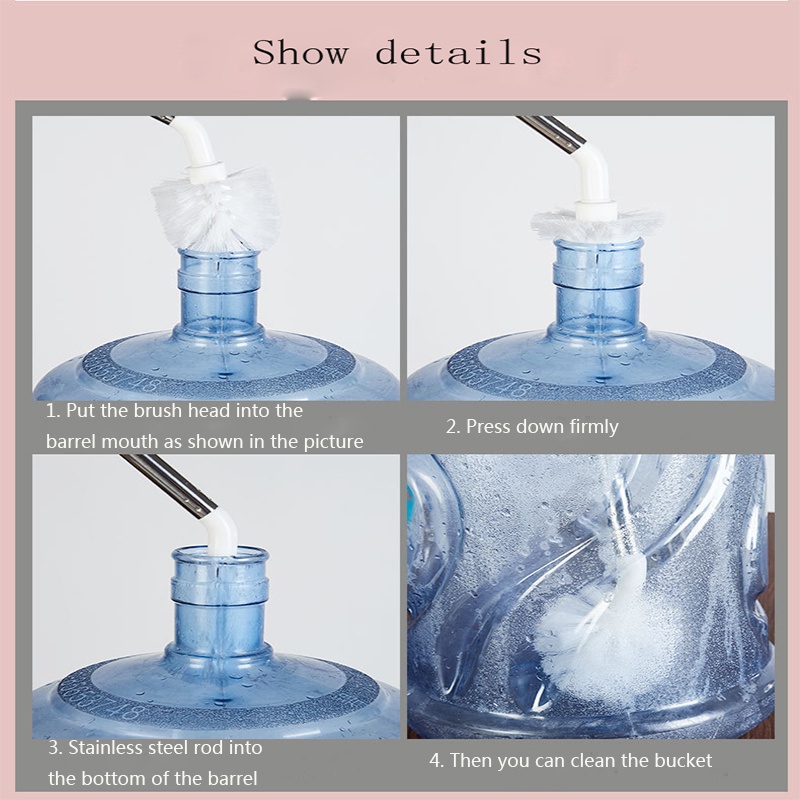 Bàn chải vệ sinh bình nước bằng thép không gỉ 360 độ đa năng chà rửa sâu cho bình nước khoáng