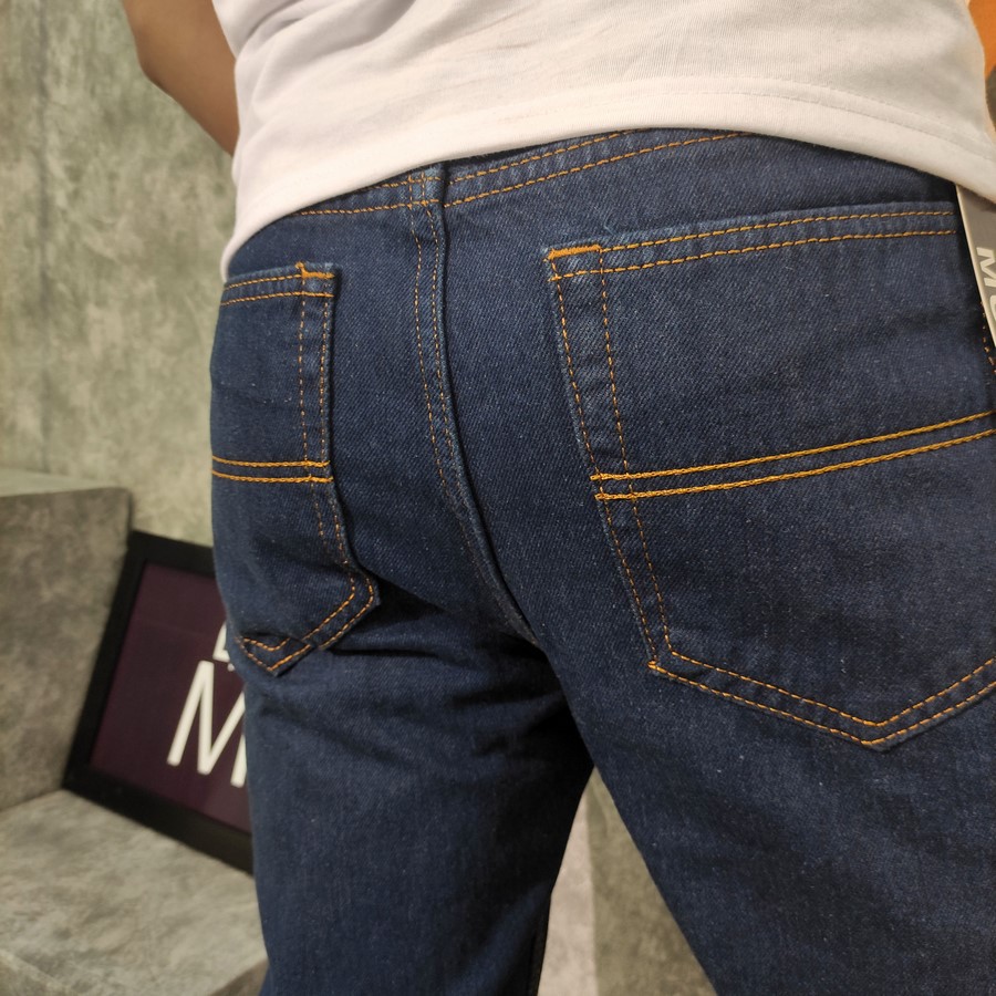 Quần jean ống rộng nam MĐ Q61 xanh dáng suông không co giãn