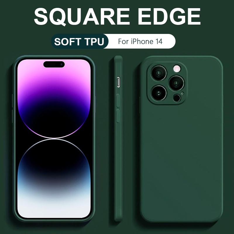 Ốp điện thoại mềm cạnh vuông màu trơn cho iPhone 14 Pro Max / iP14 Plus