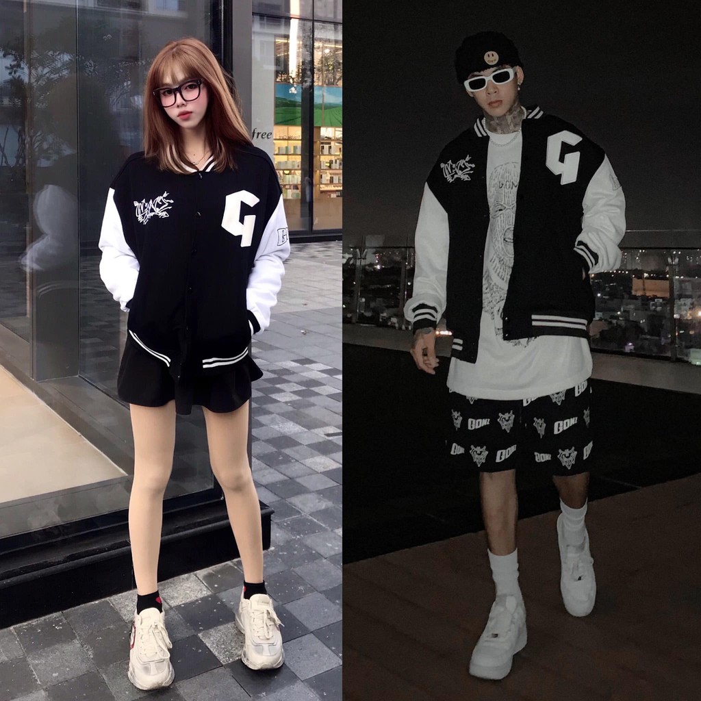 Áo Khoác Dù Bóng Chày Bomber Jacket GONZ Style Hàn Quốc Unisex Nam Nữ Couple Ulzzang KUN