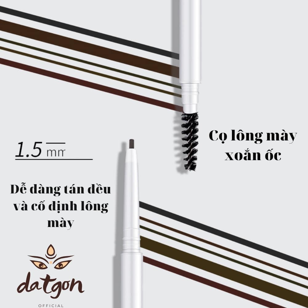 Chì kẻ mày 2 đầu nét mảnh chính hãng tiện lợi Heyxi Verythin Eyebrow Pencil nội địa 2021