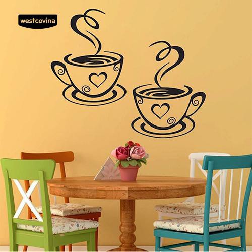 Nhãn dán tường hình tách cà phê độc đáo