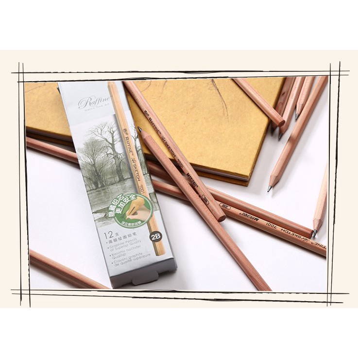 Bút chì 3B-9B vẽ tranh và phác thảo chuyên nghiệp thân gỗ dòng 7001