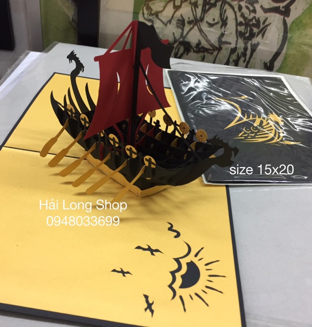 Thuyền 8  ( thuyền Đua ) -  Boat - Thiệp 3D ( 2 màu  ) | BigBuy360 - bigbuy360.vn