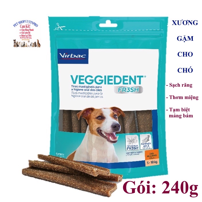 Xương gặm cho Chó Virbac Veggieden FR3SH Gói 240g Giúp sạch răng, Chắc răng, Thơm miệng, Loại bỏ cao răng
