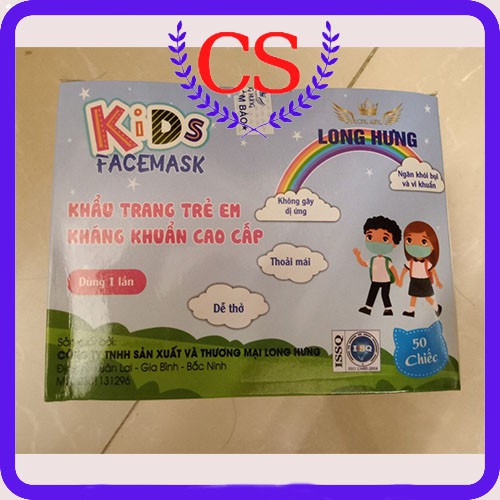 HỘP 50 KHẨU TRANG TRẺ EM KHÁNG KHUẨN CAO CẤP