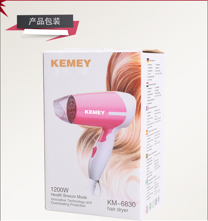 Máy Sấy Tóc Kemei Nhỏ Gọn Sử Dụng Ion Âm Giúp Khô Nhanh Với Tay Cầm Có Thể Gấp Lại 1200W