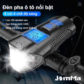 Đèn pha xe đạp màn hình LCD 4 chế độ sáng 6 âm thanh 4 chế độ đầu sạc USB chất lượng cao