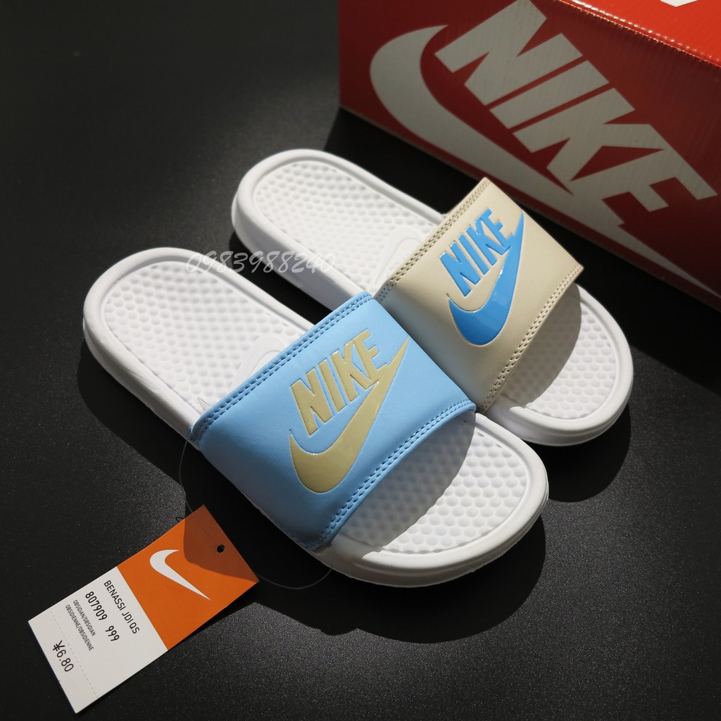 Dép Nike Nk quai ngang hai màu hot trend unisex nam nữ loại 1 cao cấp in nổi, lót dày, tem size in nhiệt, tặng kèm hộp.