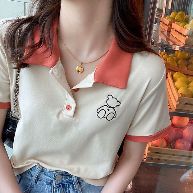 Áo Thun Tay Ngắn Cổ Polo Dáng Rộng Thời Trang Mùa Hè 2022 Cho Nữ
