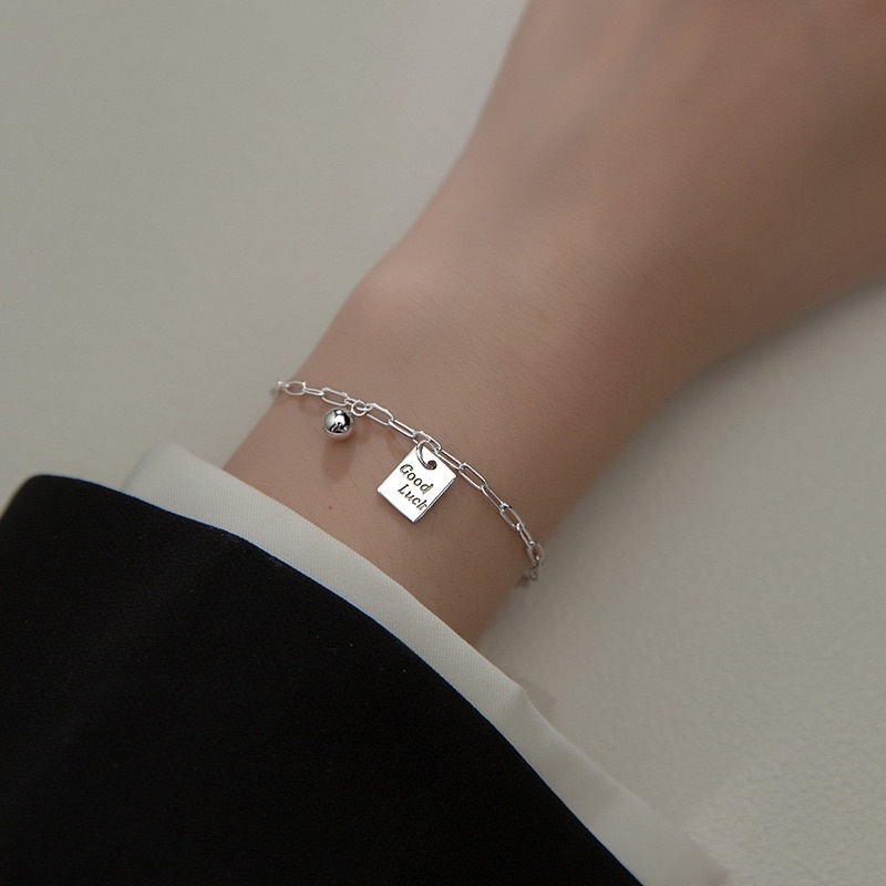 Lắc tay bạc nữ Tag chữ nhật khắc chữ bạn thân, vòng tay nữ bạc Ý 925 mạ vàng trắng cao cấp DUYSON SILVER [LTXK17]