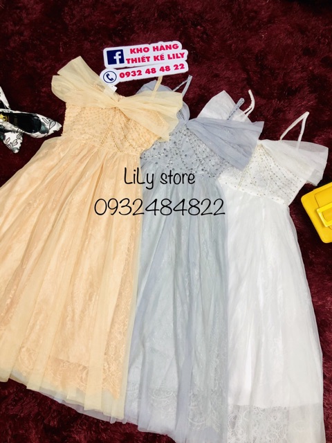 Đầm xoè ren mi rớt vai