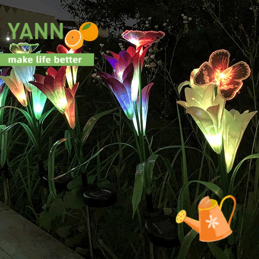 Đèn Led Năng Lượng Mặt Trời Hình Hoa Lily Nhiều Màu Sắc Trang Trí Sân Vườn