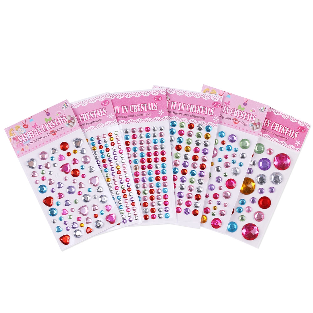 NEXTSHOP 2 Sheets Acrylic Jewelry Multi-styles Self Adhesive Mobile/PC Art Children's toys|Diamond