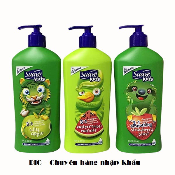 Sữa Tắm Gội Cho Trẻ Em Suave Kids Vòi 3 In 1 (532ml)