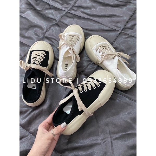 GIÀY BATA ĐẾ BÁNH MÌ CANVAS THIẾT KẾ 2 IN 1 ULZZANG