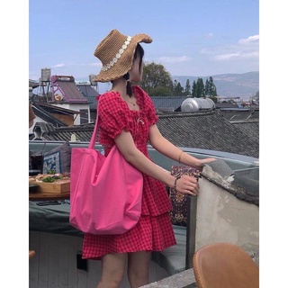 Bigsize minstore.vn đầm caro nơ cột sau bigsize
