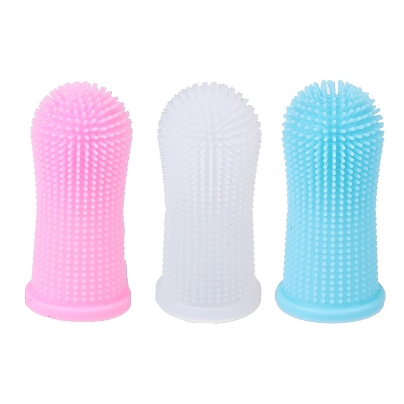 Bàn Chải Đánh Răng Silicon Siêu Mềm Đeo Ngón Tay Vệ Sinh Răng Cho Thú Cưng